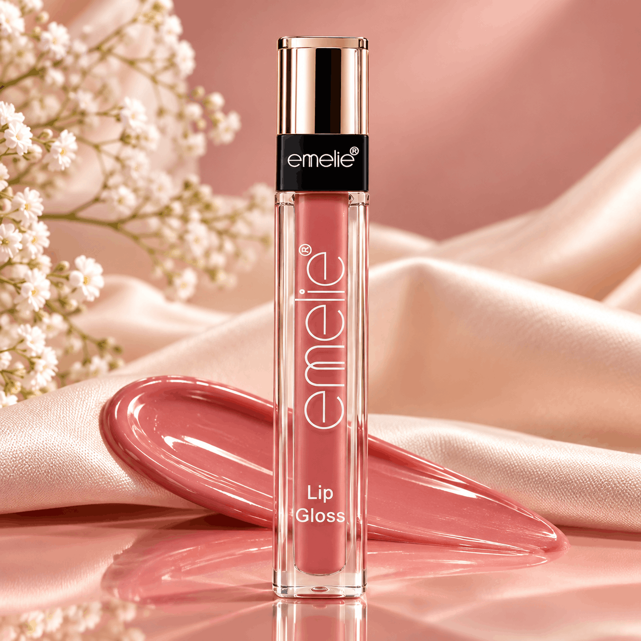 Emelie Long-Lasting Glossy Lip Gloss – Soft Nude Pink Tint