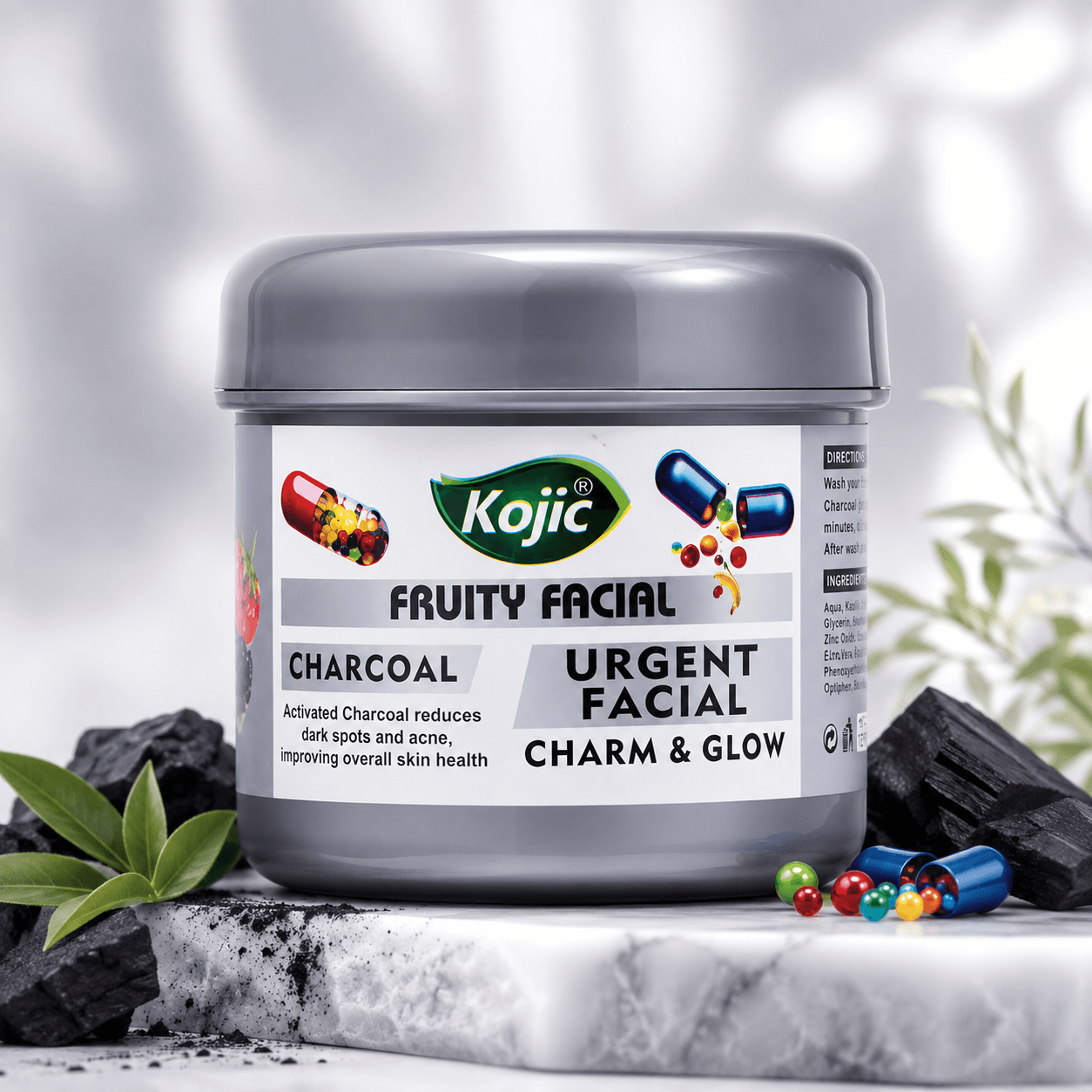 Kojic Charcoal Urgent Facial 300ml – Deep Pore Cleansing & Instant Brightening | Hooria Glow